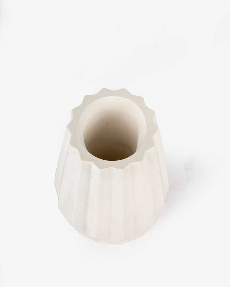 Cristallo Ceramic Crystal-Cut Decorative Vase, White (5 x 10 cm)