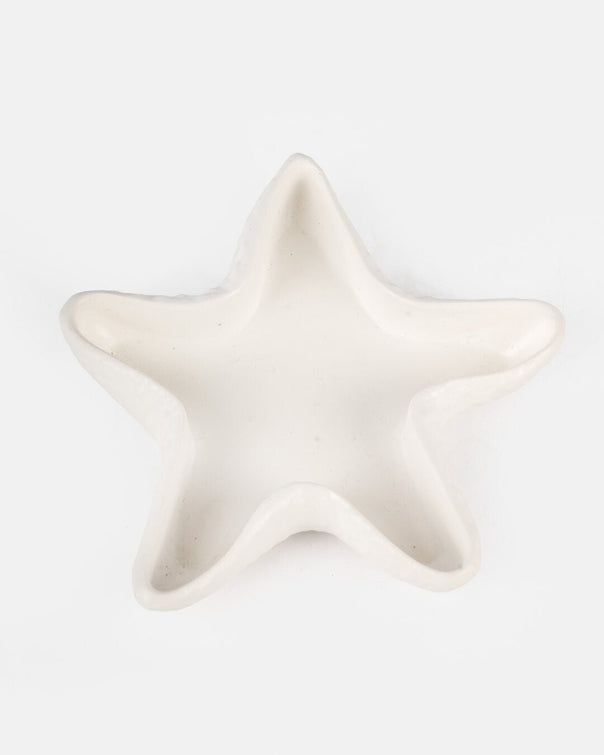 Oceanic Ceramic Starfish Bowl, White (14 x 13 cm)