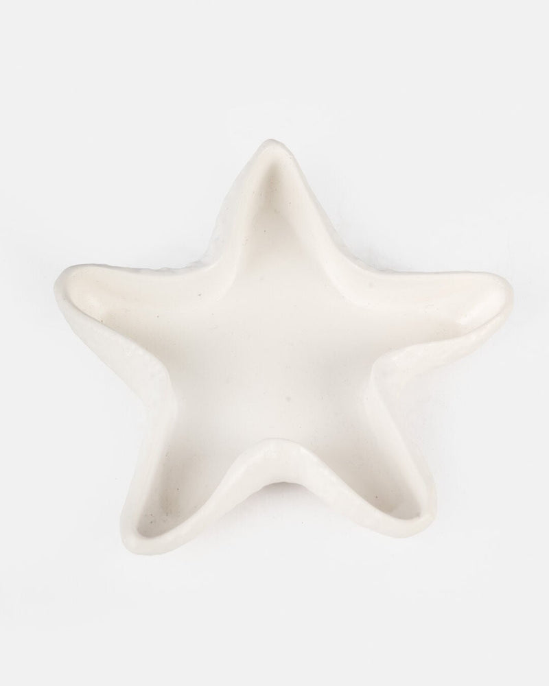 Oceanic Ceramic Starfish Bowl, White (14 x 13 cm)