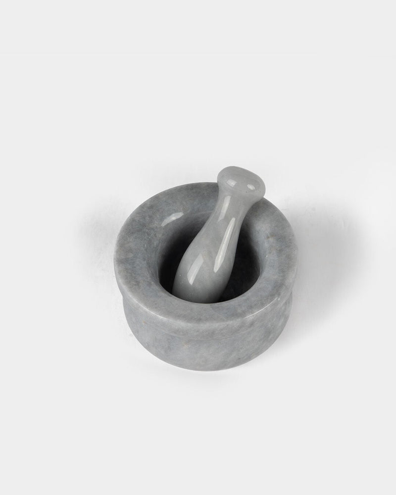 Lora Marble Mortar and Pestle, Gray (9 x 6 cm)