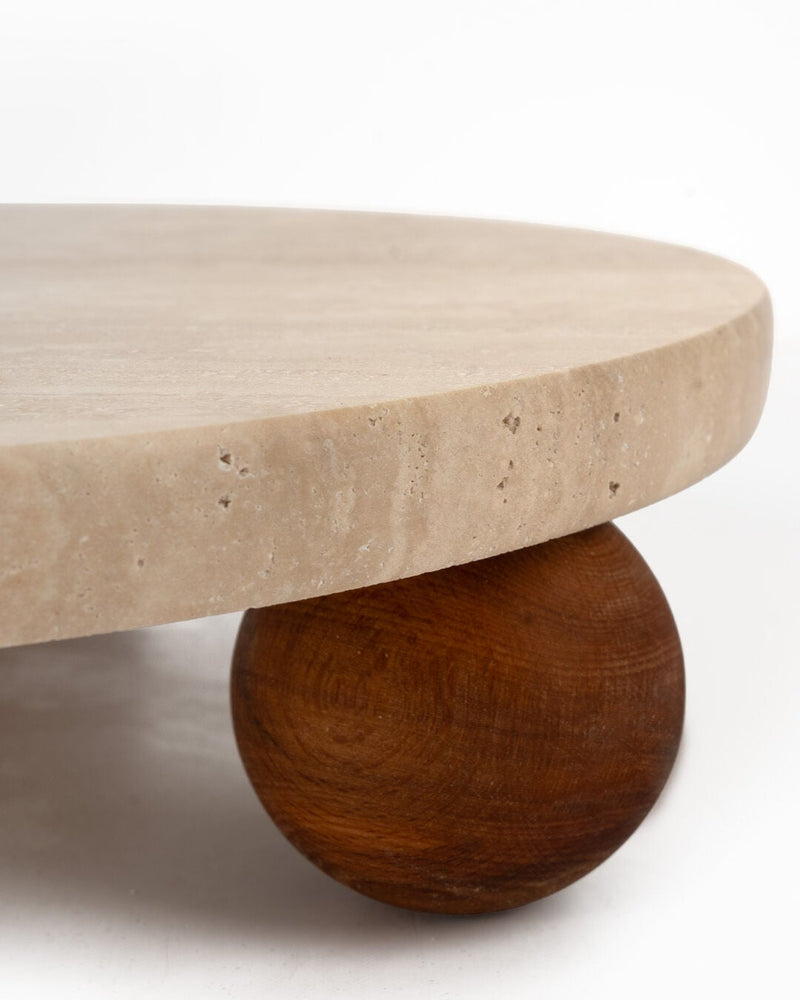 Nora Marble Serving Stand, Travertine (30 cm)