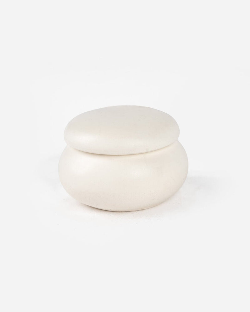 Sotto Ceramic Lidded Jewelry and Cotton Box, Ecru (6 x 4 cm)