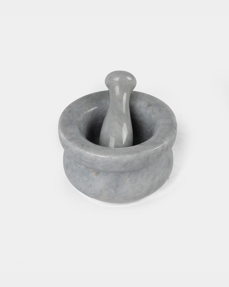 Lora Marble Mortar and Pestle, Gray (9 x 6 cm)
