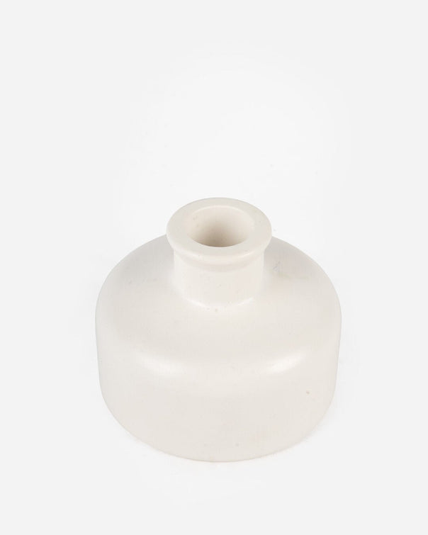 Pura Ceramic Bottle Vase, White (8 x 7 cm)