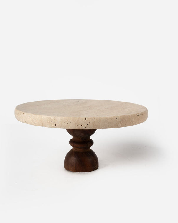 Nora Marble Cake Stand, Travertine (25 cm)
