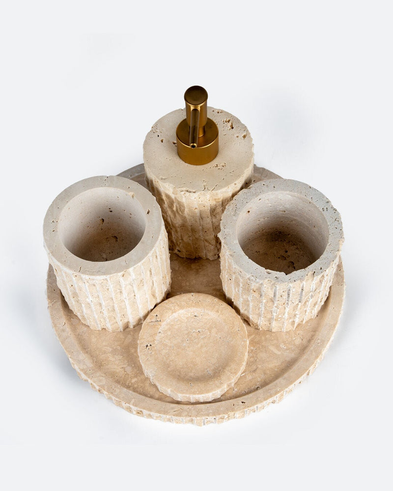 Riga Marble 5-Piece Bath Set, Travertine