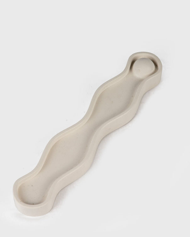 Sine Ceramic Wavy Incense Stick Holder, White (18 cm)