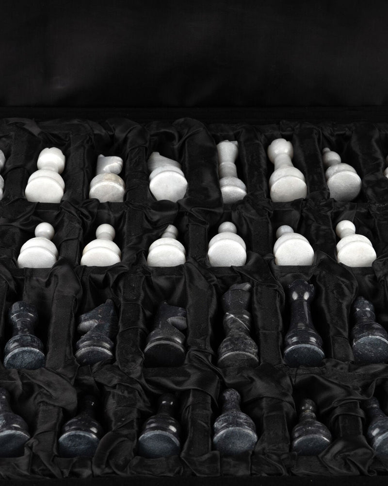 Chess Marble Chess Set, Large, Black and White