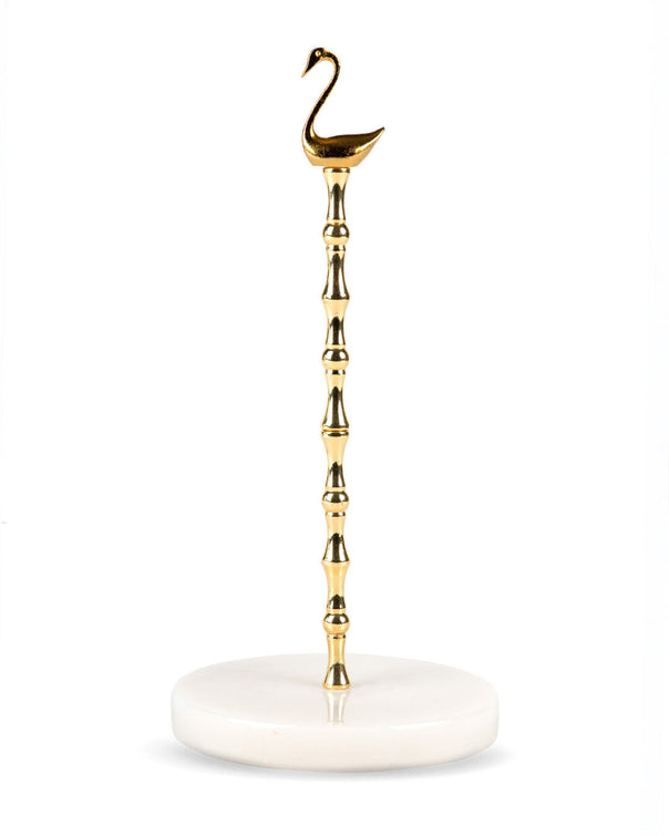 Swan Marble Base Metal Paper Towel Holder, Gold (15 x 30 cm)