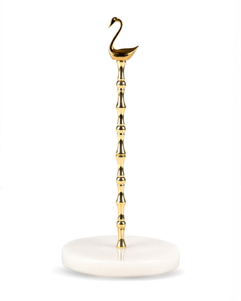 Swan Marble Base Metal Paper Towel Holder, Gold (15 x 30 cm)