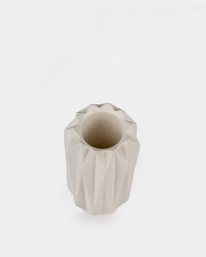 Cristallo Ceramic Crystal-Cut Decorative Vase, White (4 x 10 cm)