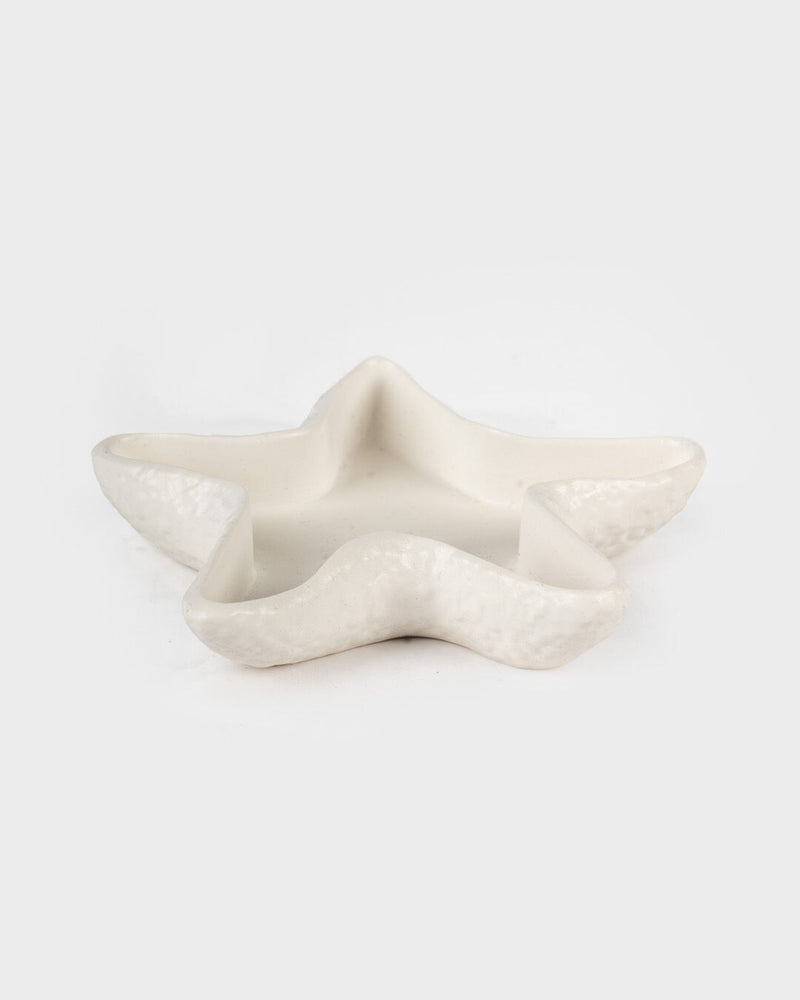 Oceanic Ceramic Starfish Bowl, White (14 x 13 cm)