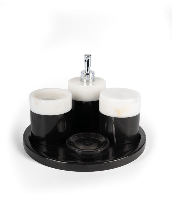 Duo Natural Marble 5-Piece Bath Set, Alexander Black