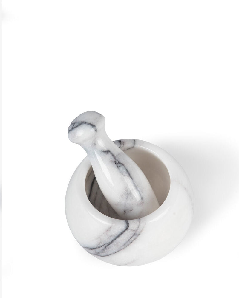 Pesta Marble Mortar and Pestle, White (7 x 7 cm)