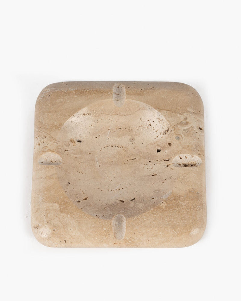 Grain Marble Ashtray, Travertine (11 x 11 cm)