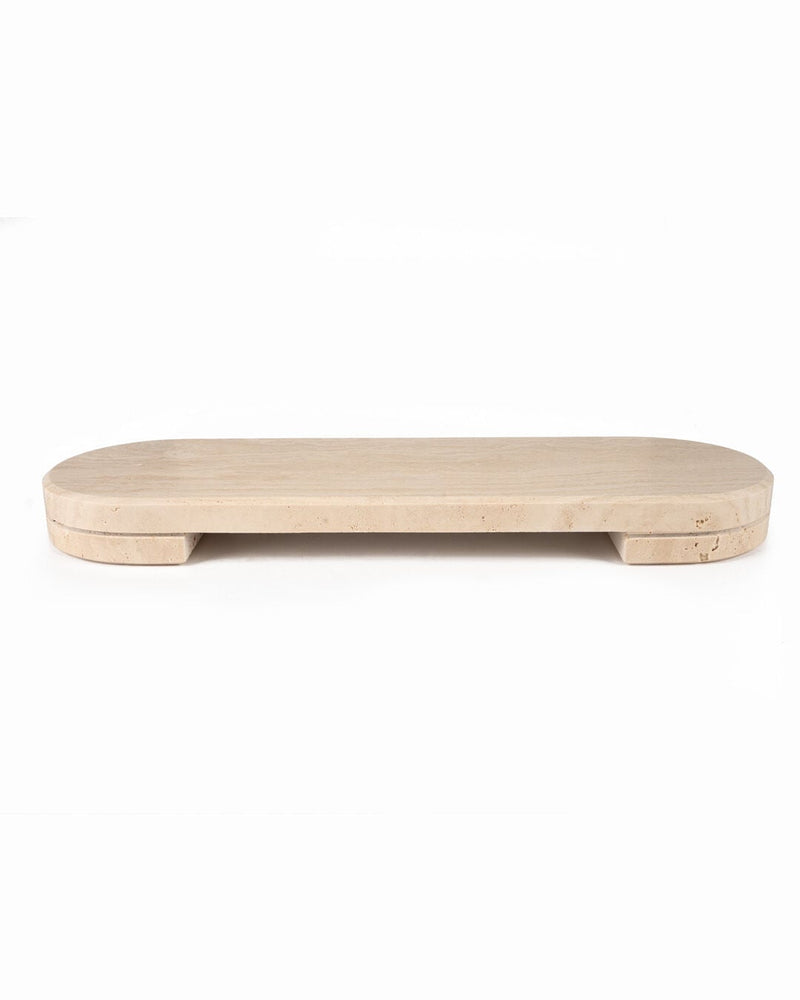 Luvia Marble Oval Serving Stand, Travertine (15 x 45 cm)