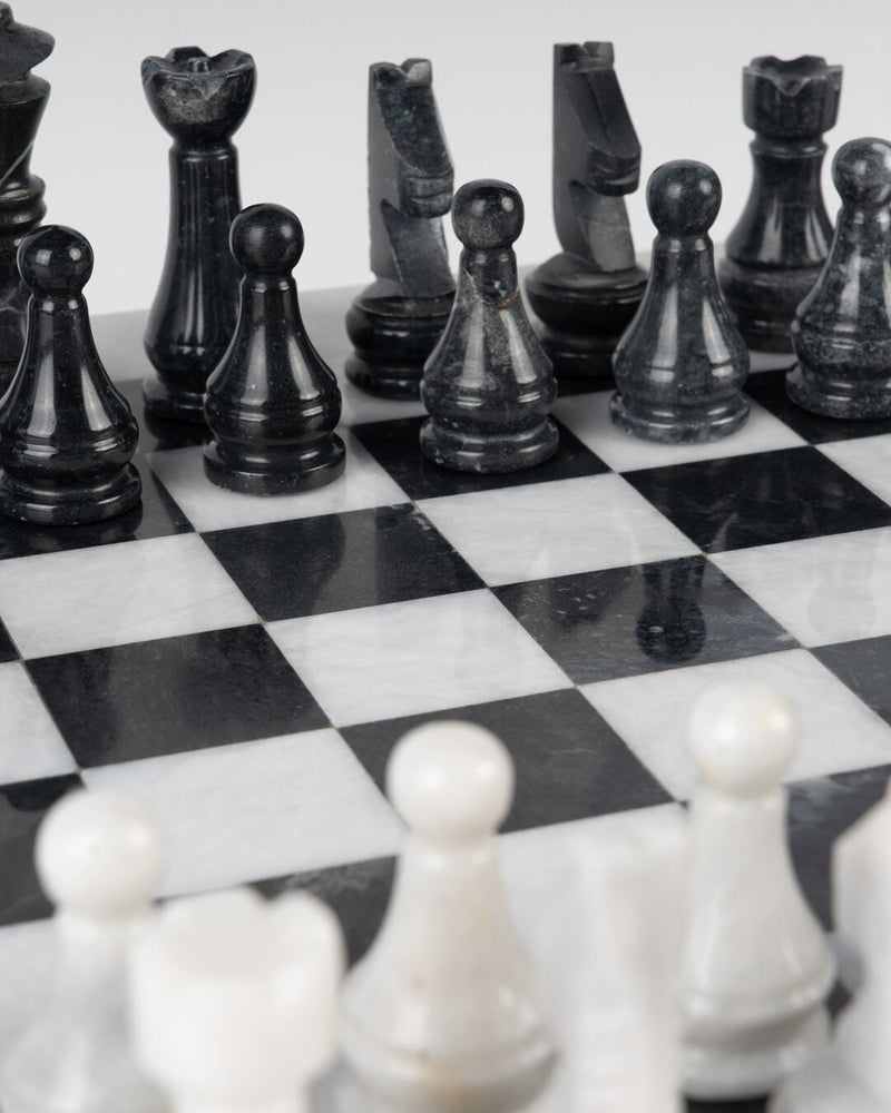 Chess Marble Chess Set, Large, Black and White