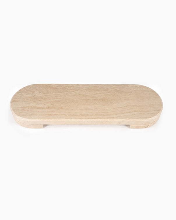 Luvia Marble Oval Serving Stand, Travertine (15 x 45 cm)