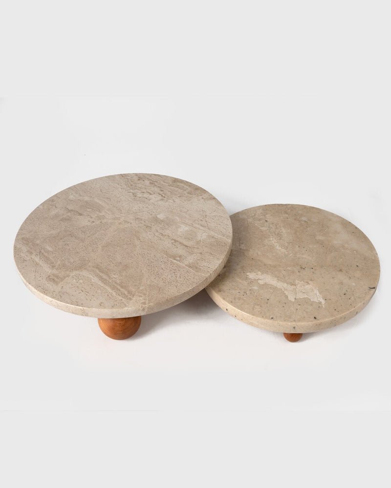 Milos Marble 2-Piece Serving Stand Set, Diana Royal