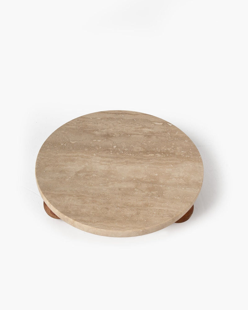 Nora Marble Serving Stand, Travertine (30 cm)