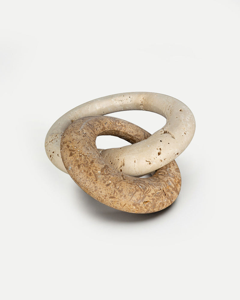 Lindos Travertine 2-Ring Decorative Object, Natural (19.5 cm / 13 cm)