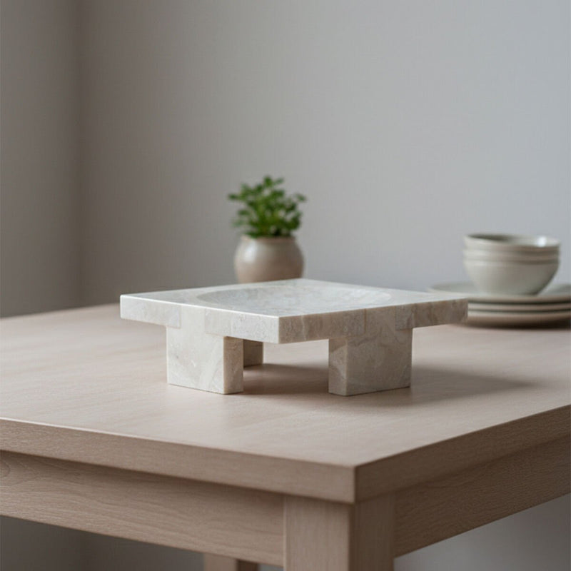Footed Marble Serving Stand