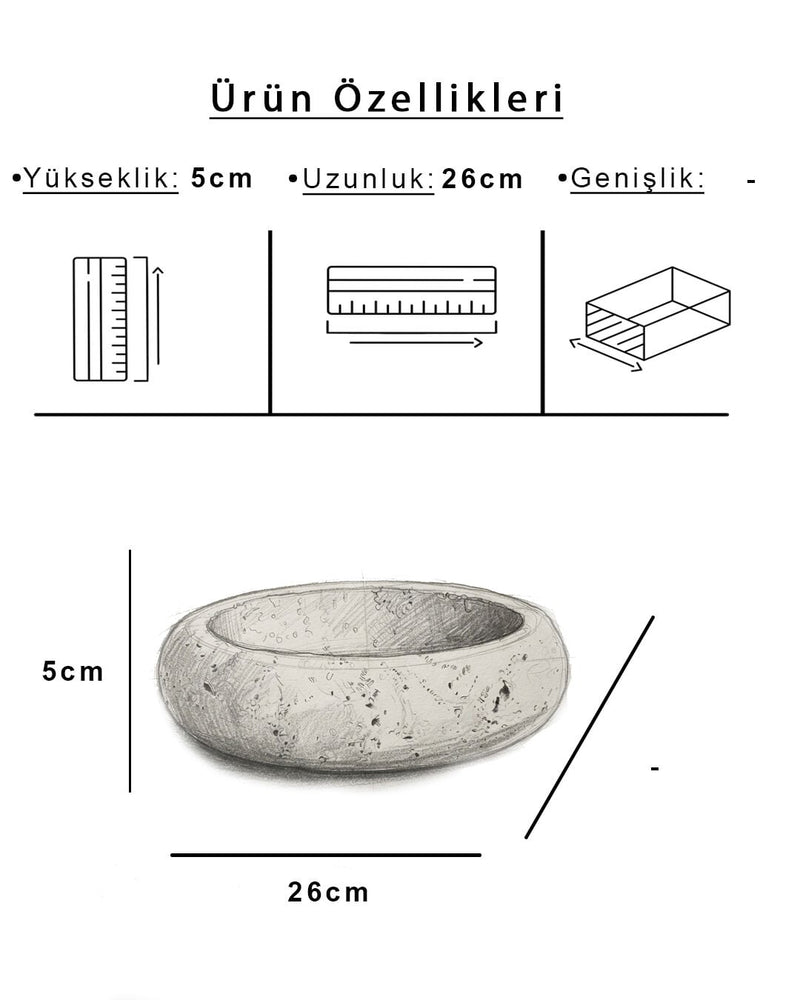 Sardis Natural Travertine Round Bowl, Travertine (26 cm)