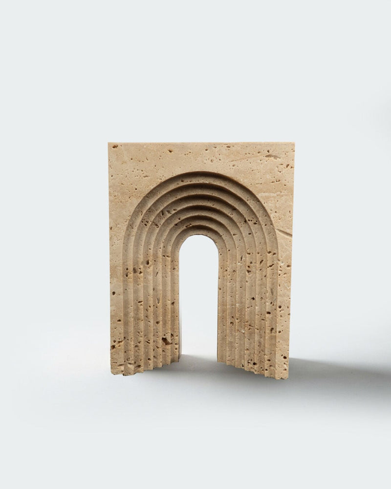 Cascade Natural Travertine Decorative Object Set of 3, Natural