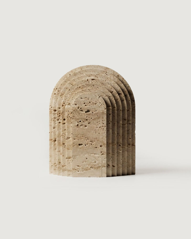 Cascade Natural Travertine Decorative Object Set of 3, Natural
