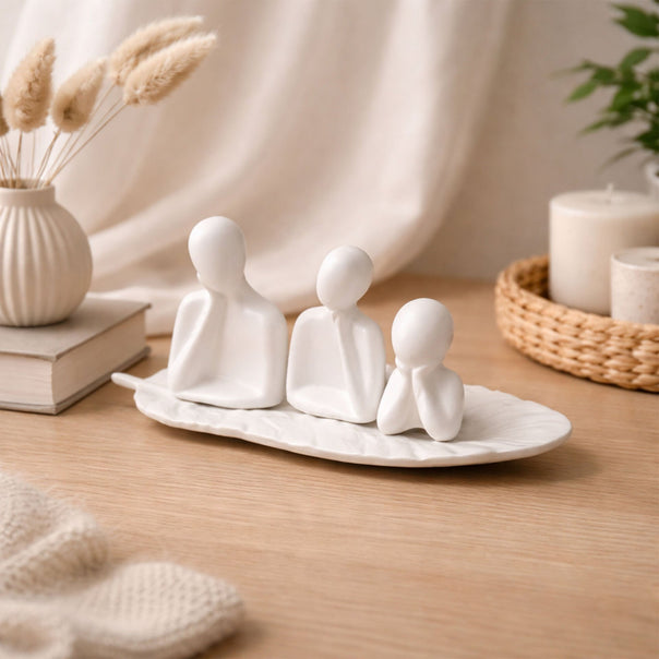 Handmade Minimal 3-Figure Family Sculpture