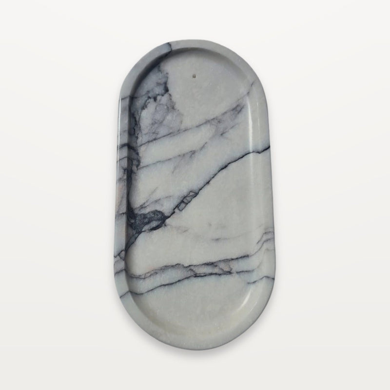 oval stone serving tray, White Marble