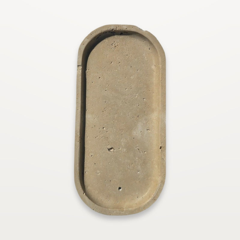 oval stone serving tray, Travertine