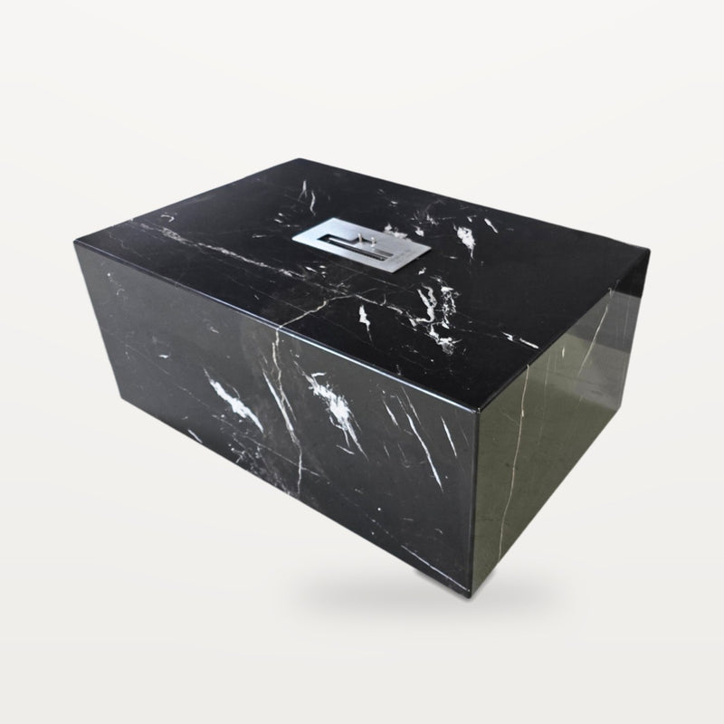 black marble coffee table with ethanol fireplace, view 2