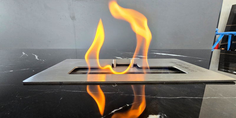black marble coffee table with ethanol fireplace, view 3