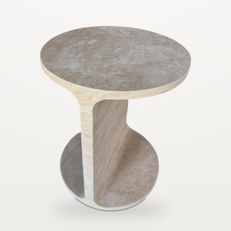 C-shaped travertine sofa side table, Round