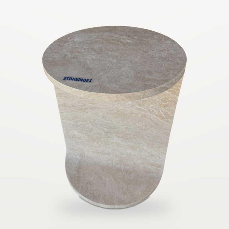 C-shaped travertine sofa side table, Round