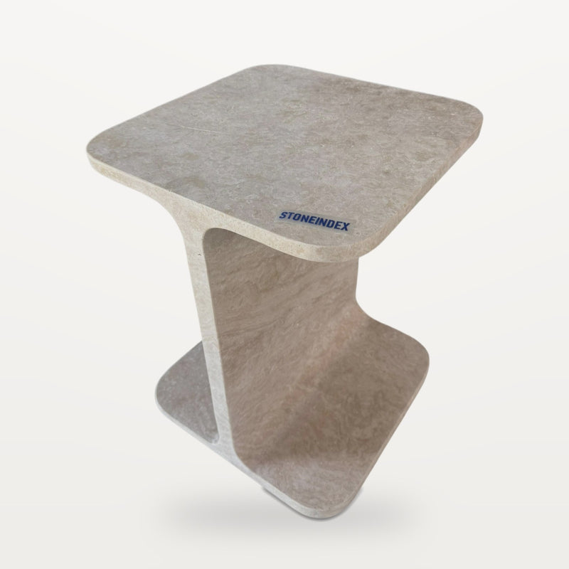 C-shaped travertine sofa side table, Square