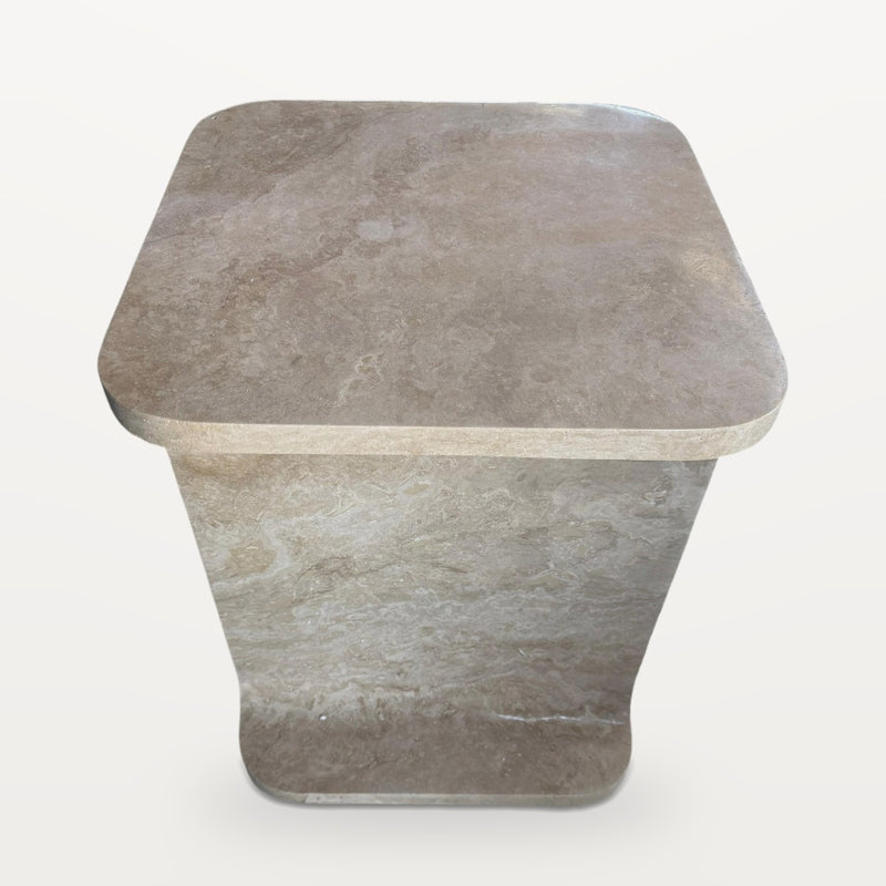 C-shaped travertine sofa side table, Square