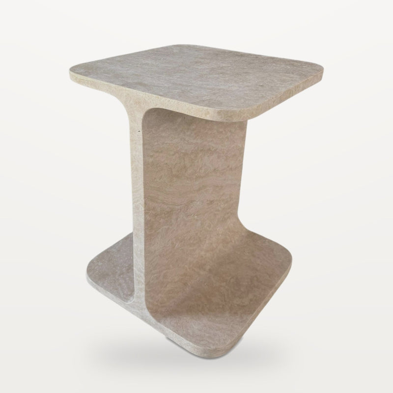 C-shaped travertine sofa side table, Square