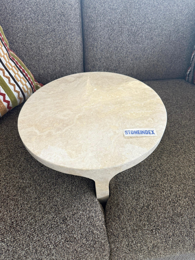 travertine sofa arm tray, Round