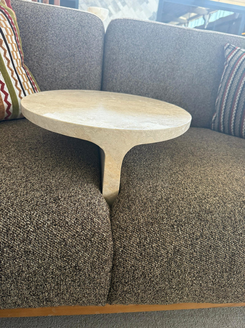 travertine sofa arm tray, Round