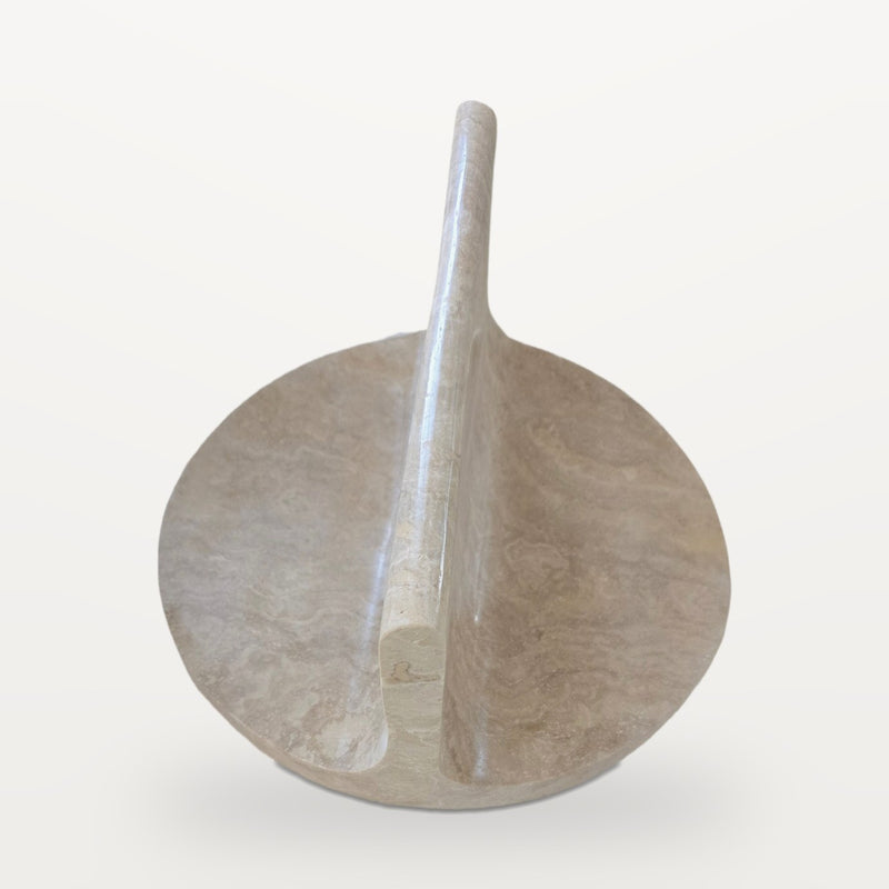 travertine sofa arm tray, Round