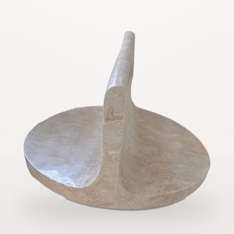 travertine sofa arm tray, Round