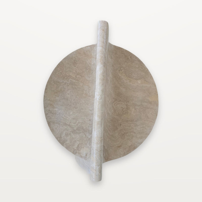 travertine sofa arm tray, Round