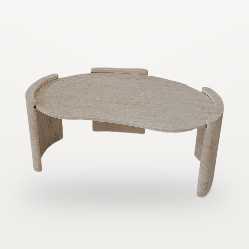 minimalist travertine coffee table, view 2