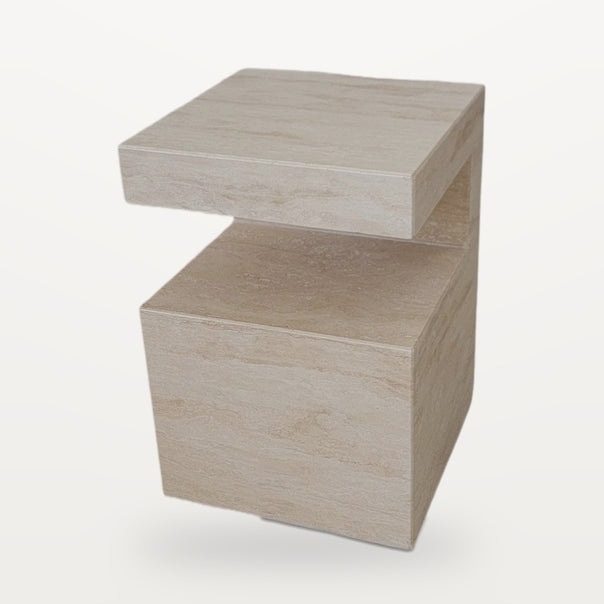 light travertine cantilever side table