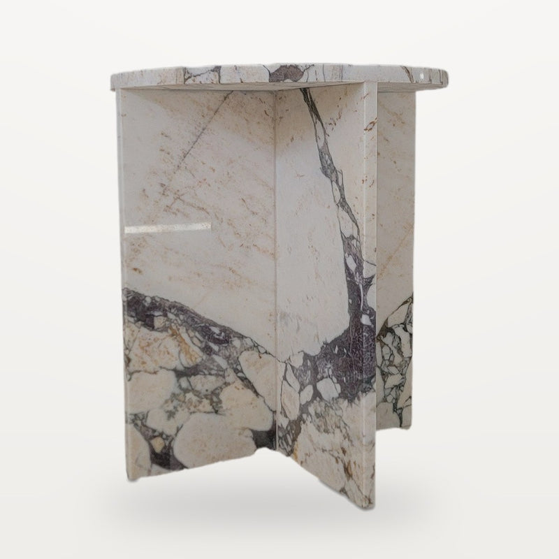 Calacatta Viola marble side table, view 2