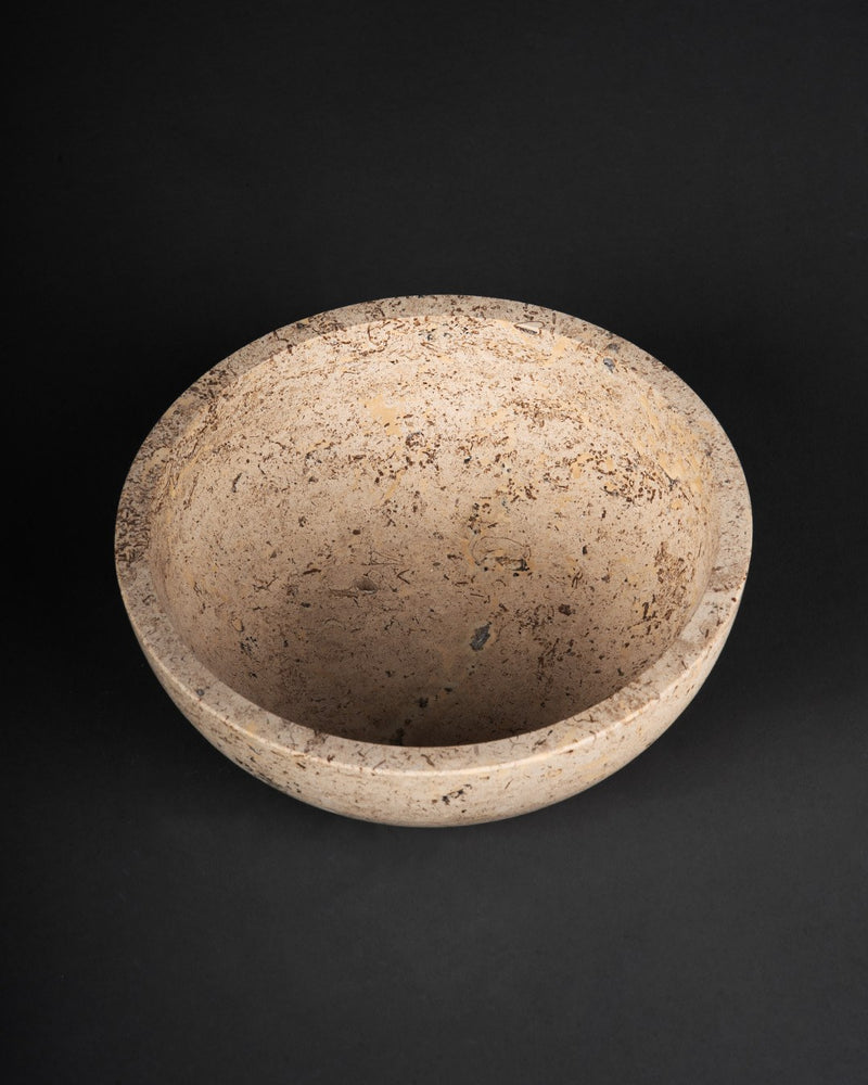 light travertine round bowl