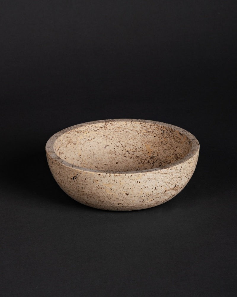 light travertine round bowl, view 2