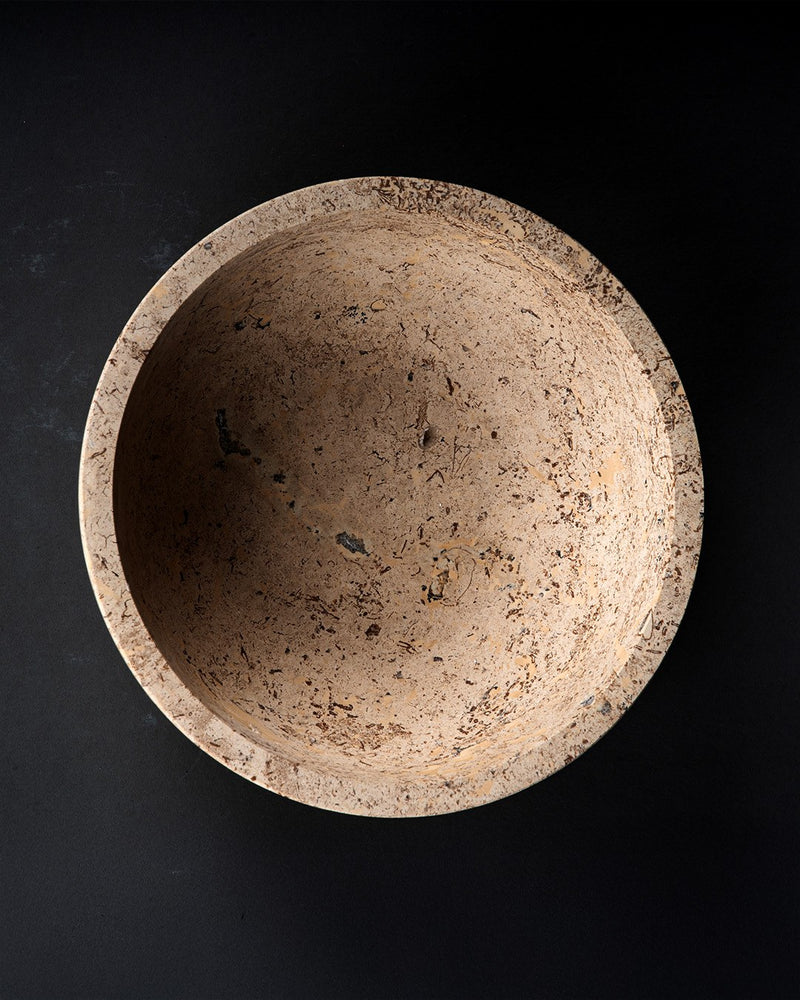 light travertine round bowl, view 3